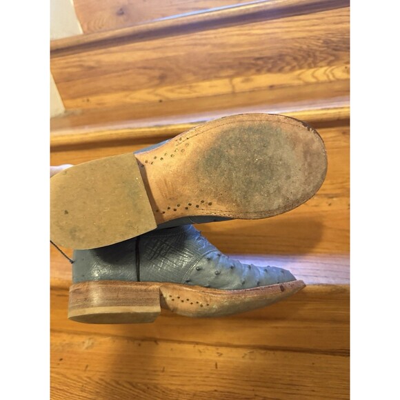 LUCCHESE OSTRICH EXOTIC CREPE SOLE ROPER BLUE BLACK COWGIRL COWBOY WESTERN BOOTS - Picture 9 of 9
